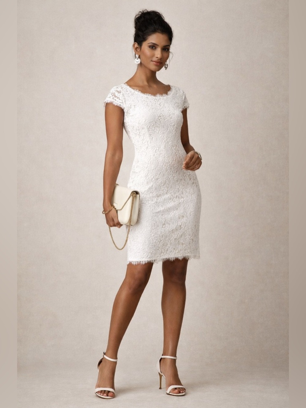 Diane von Furstenberg White Lace Sheath Dress | Bridal Shower Wedding Rehearsal